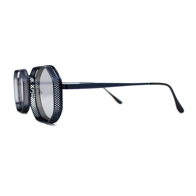 Mens Octagonal Dimensional Metal Rim Rectangle Steam Punk Sunglasses