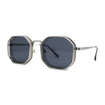 Mens Octagonal Dimensional Metal Rim Rectangle Steam Punk Sunglasses