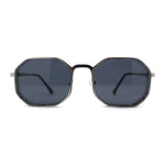 Mens Octagonal Dimensional Metal Rim Rectangle Steam Punk Sunglasses