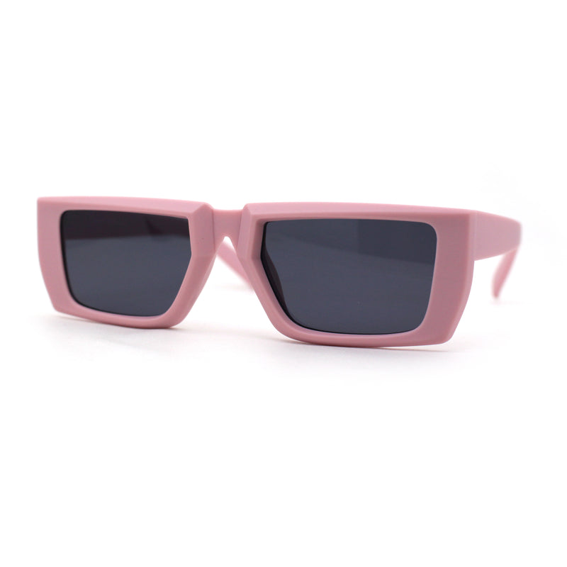 Womens Squared Rectangle Mod Plastic Retro Sunglasses
