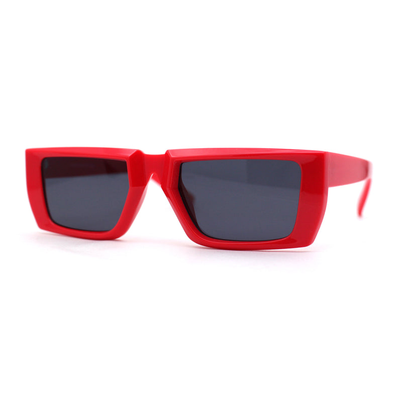 Womens Squared Rectangle Mod Plastic Retro Sunglasses