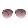 Mens Half Rim Double Bridge Tear Drop Pilot Metal Rim Sunglasses