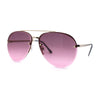 Mens Half Rim Double Bridge Tear Drop Pilot Metal Rim Sunglasses