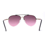Mens Half Rim Double Bridge Tear Drop Pilot Metal Rim Sunglasses