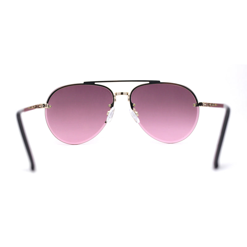 Mens Half Rim Double Bridge Tear Drop Pilot Metal Rim Sunglasses