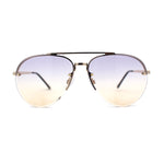 Mens Half Rim Double Bridge Tear Drop Pilot Metal Rim Sunglasses