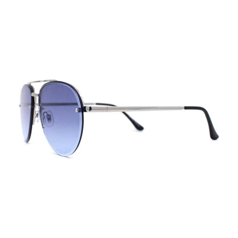 Mens Half Rim Double Bridge Tear Drop Pilot Metal Rim Sunglasses