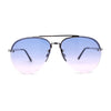 Mens Half Rim Double Bridge Tear Drop Pilot Metal Rim Sunglasses