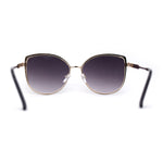Womens Double Tone Metal Rim Designer Style Butterfly Sunglasses