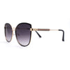 Womens Double Tone Metal Rim Designer Style Butterfly Sunglasses