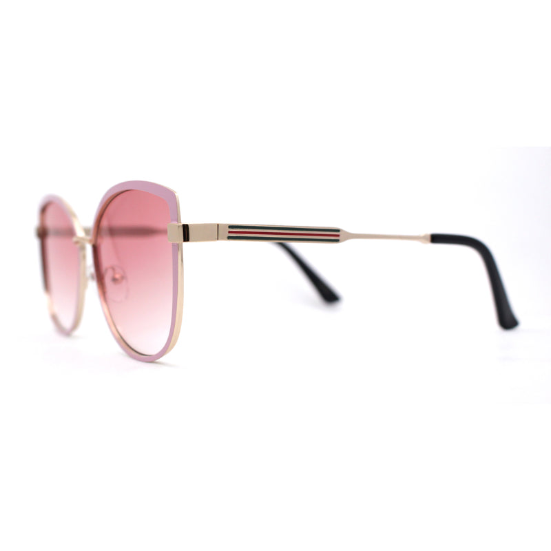 Womens Double Tone Metal Rim Designer Style Butterfly Sunglasses