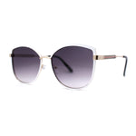 Womens Double Tone Metal Rim Designer Style Butterfly Sunglasses