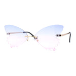 Womens Die Cut Butterfly Shape Rimless Funky Party Sunglasses