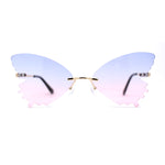 Womens Die Cut Butterfly Shape Rimless Funky Party Sunglasses