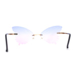 Womens Die Cut Butterfly Shape Rimless Funky Party Sunglasses