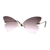 Womens Die Cut Butterfly Shape Rimless Funky Party Sunglasses