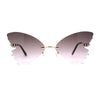 Womens Die Cut Butterfly Shape Rimless Funky Party Sunglasses