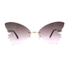 Womens Die Cut Butterfly Shape Rimless Funky Party Sunglasses