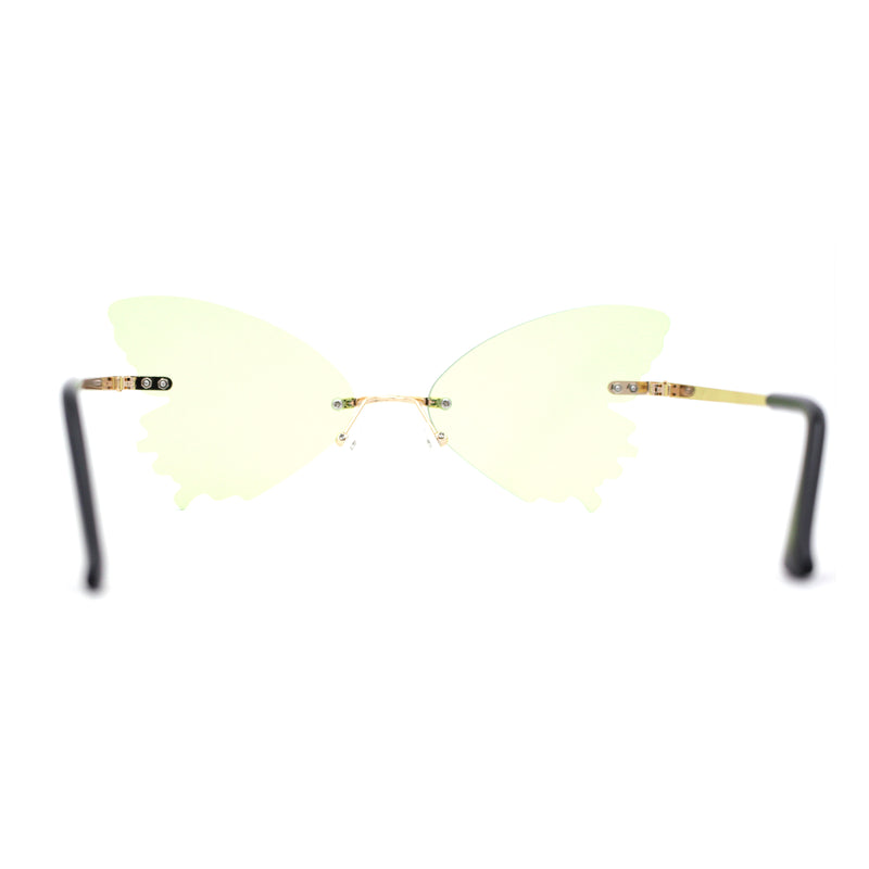 Womens Die Cut Butterfly Shape Rimless Funky Party Sunglasses