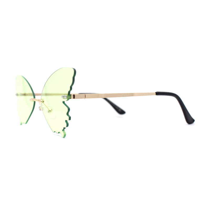 Womens Die Cut Butterfly Shape Rimless Funky Party Sunglasses