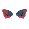 Womens Die Cut Butterfly Shape Rimless Funky Party Sunglasses