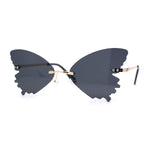 Womens Die Cut Butterfly Shape Rimless Funky Party Sunglasses