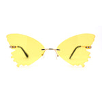 Womens Die Cut Butterfly Shape Rimless Funky Party Sunglasses