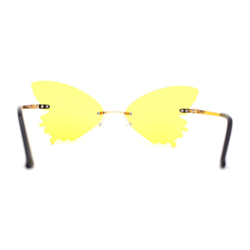 Womens Die Cut Butterfly Shape Rimless Funky Party Sunglasses