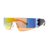 Retro Oversize Narrow Curved Shield Color Mirror Wrap Sport Sunglasses