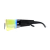 Retro Oversize Narrow Curved Shield Color Mirror Wrap Sport Sunglasses