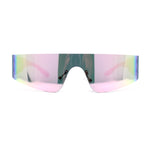 Retro Oversize Narrow Curved Shield Color Mirror Wrap Sport Sunglasses
