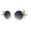 Kid Size Girls Rainbow Unicorn Pin Round Circle Lens Sunglasses