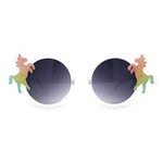 Kid Size Girls Rainbow Unicorn Pin Round Circle Lens Sunglasses