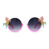 Kid Size Girls Rainbow Unicorn Pin Round Circle Lens Sunglasses