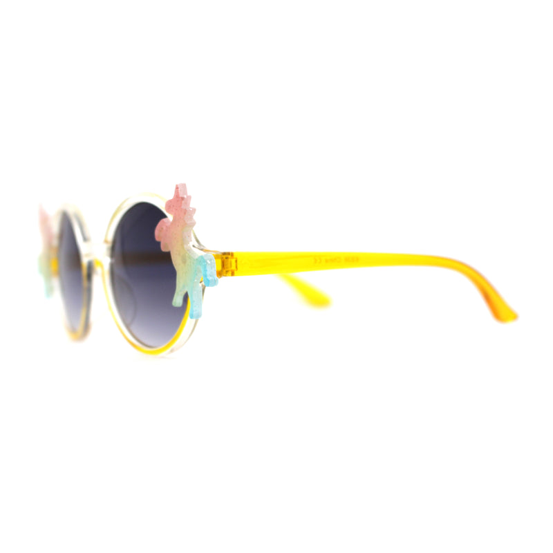 Kid Size Girls Rainbow Unicorn Pin Round Circle Lens Sunglasses