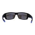 Locs Mens Color Mirror Rubberized Matte Biker Wrap Sunglasses