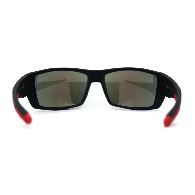 Locs Mens Color Mirror Rubberized Matte Biker Wrap Sunglasses