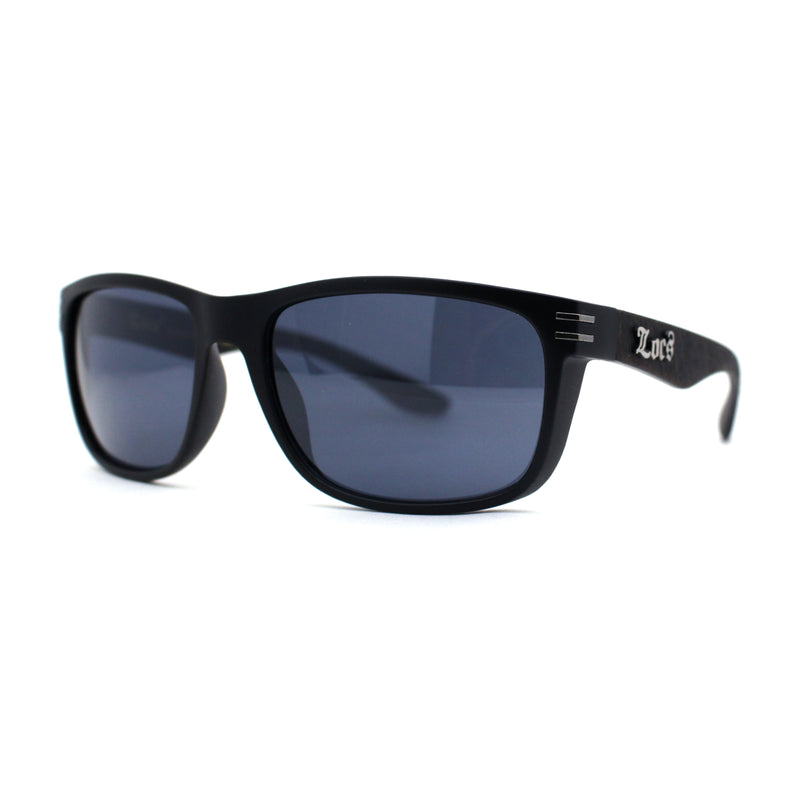 Locs Mens Woodgrain Arm Rectangular Sport Horn Rim Sunglasses