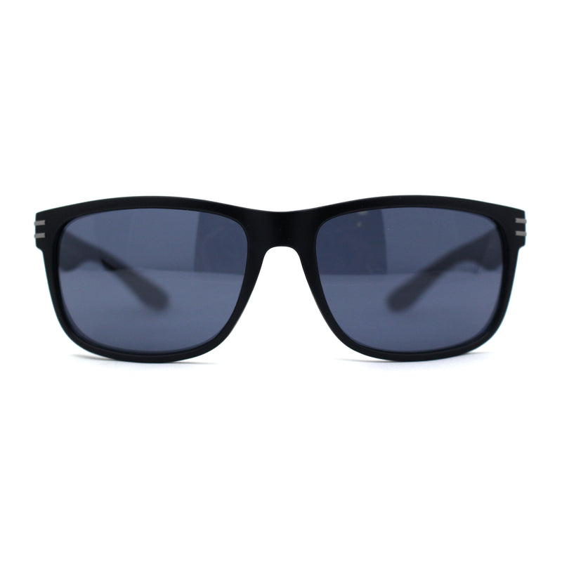 Locs Mens Woodgrain Arm Rectangular Sport Horn Rim Sunglasses