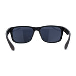 Locs Mens Woodgrain Arm Rectangular Sport Horn Rim Sunglasses
