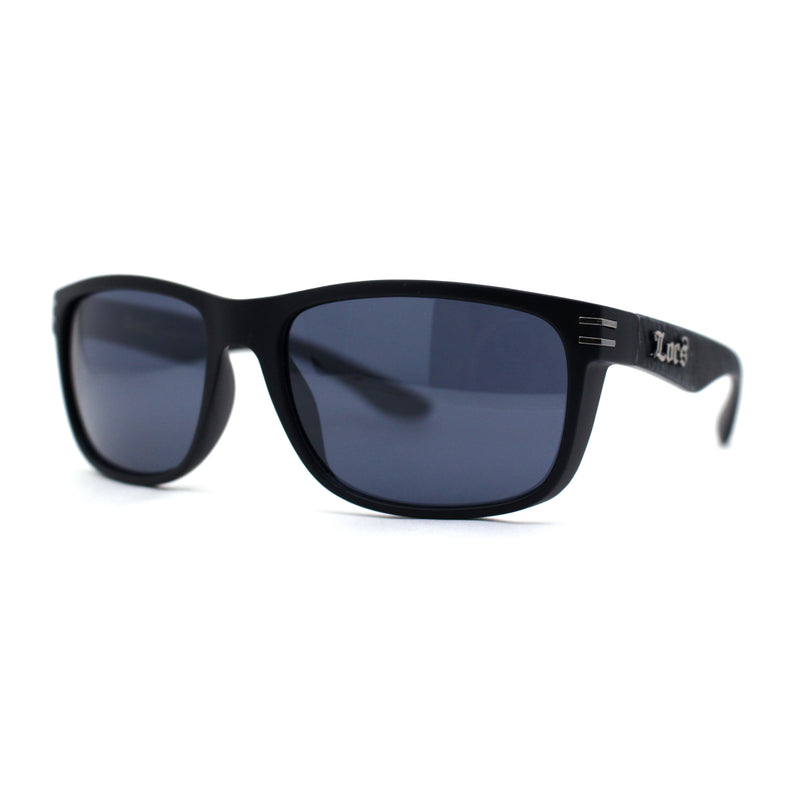 Locs Mens Woodgrain Arm Rectangular Sport Horn Rim Sunglasses