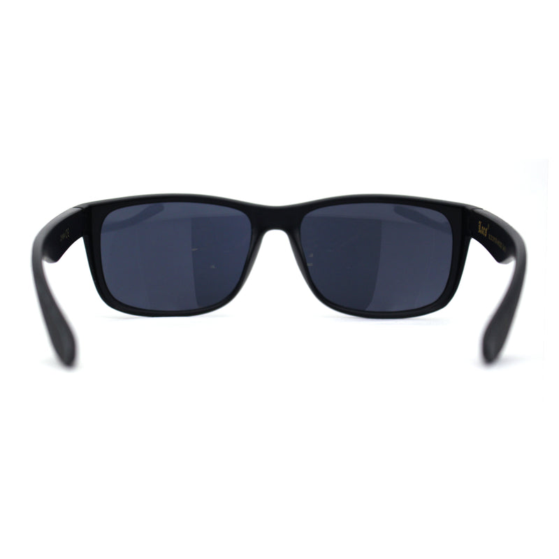 Locs Mens Woodgrain Arm Rectangular Sport Horn Rim Sunglasses
