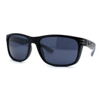 Locs Mens Woodgrain Arm Rectangular Sport Horn Rim Sunglasses