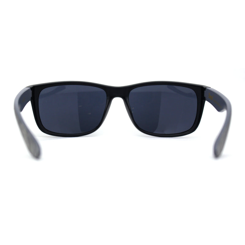 Locs Mens Woodgrain Arm Rectangular Sport Horn Rim Sunglasses