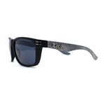 Locs Mens Woodgrain Arm Rectangular Sport Horn Rim Sunglasses