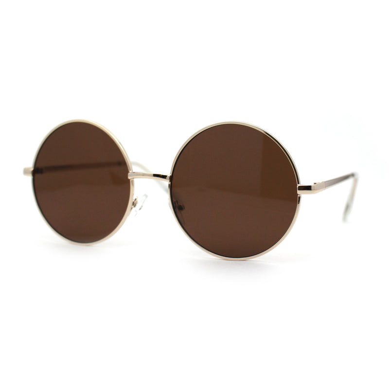 Classic Iconic Hippie Large Circle Lens Round Metal Sunglasses