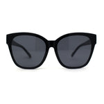 Womens Retro Oversize Inset Lens Horn Rim Plastic Sunglasses