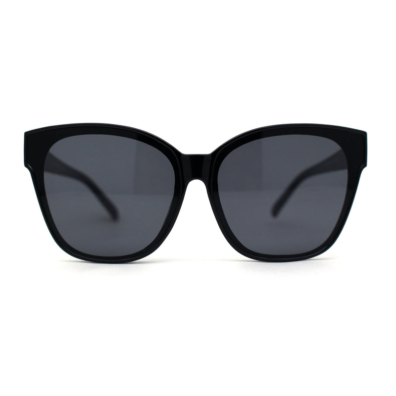 Womens Retro Oversize Inset Lens Horn Rim Plastic Sunglasses