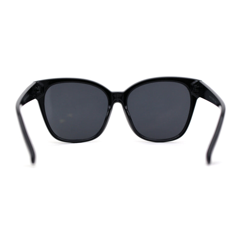 Womens Retro Oversize Inset Lens Horn Rim Plastic Sunglasses