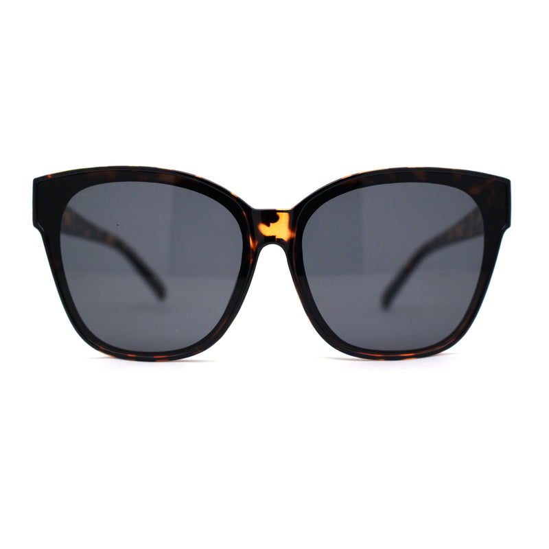 Womens Retro Oversize Inset Lens Horn Rim Plastic Sunglasses